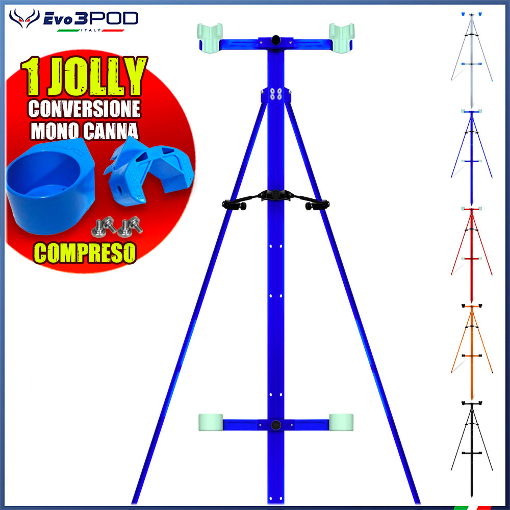 Tripode Doppia Canna Compreso Kit Blocca Gambe e Jolly Conversione Monocanna