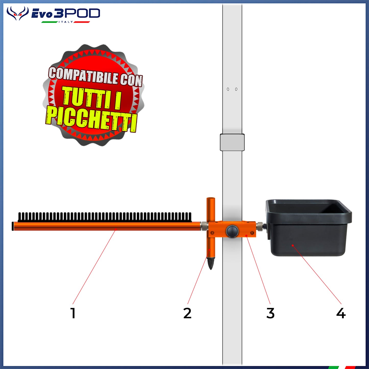 Kit Porta Travi - Vaschetta Porta Esche - Tubetto Aghi per Tutti i Picchetti