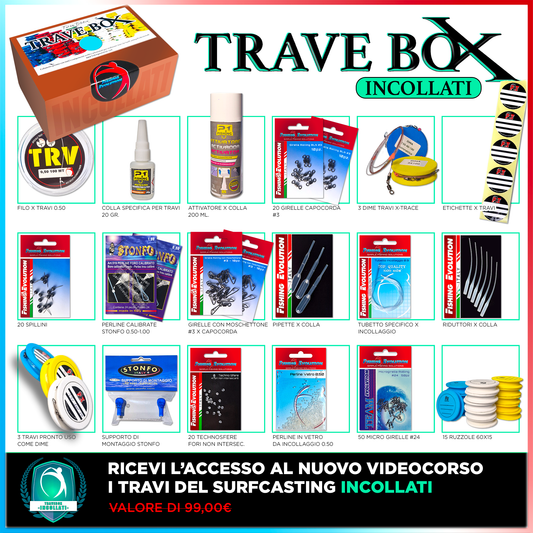 TraveBox Incollati | Cofanetto per imparare a costruire Travi Incolati da SurfCasting + Videocorso Omaggio