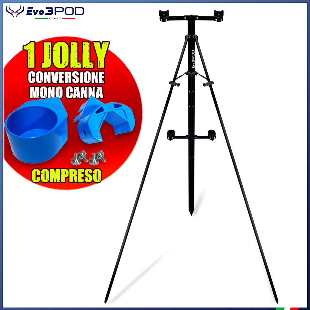 Tripode Doppia Canna Compreso Kit Blocca Gambe e Jolly Conversione Monocanna