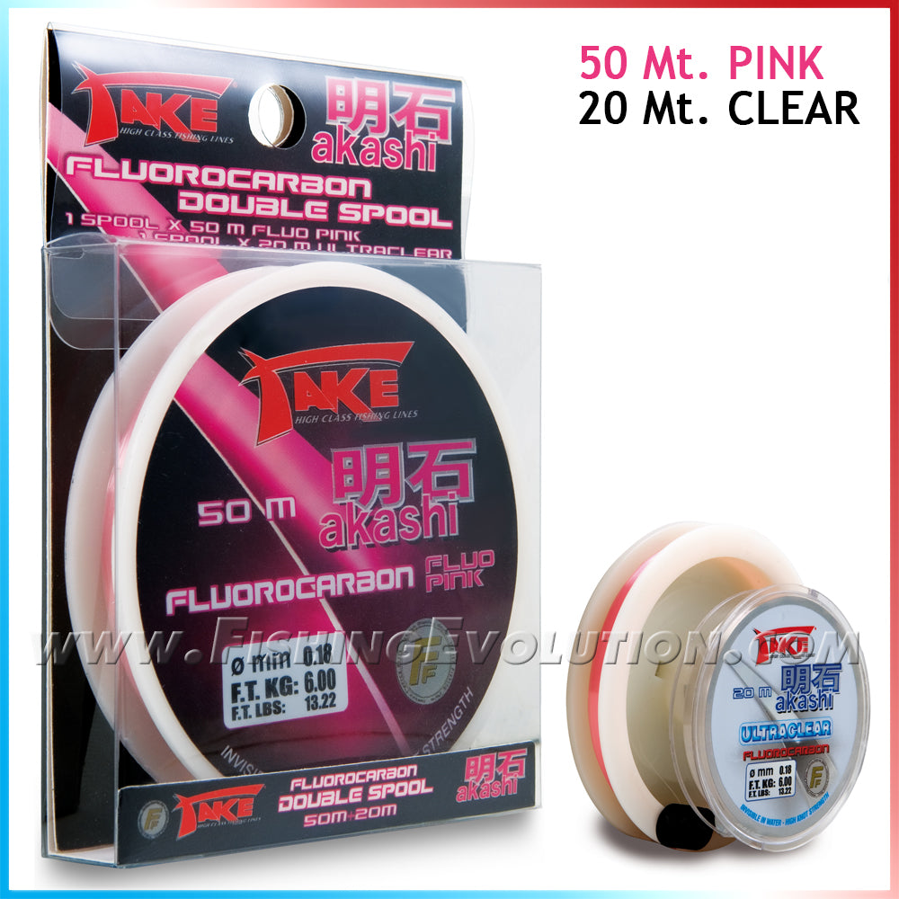 Fluorocarbone Rose 50 m + Transparent 20 m