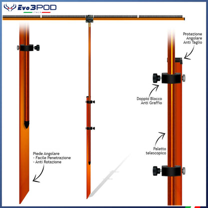 Combo Picchetto JP150 e Barra Stendi Travi 130cm