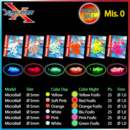 X-Float Micro Ball Fosforescente Scorrevole 5 mm. 25pz