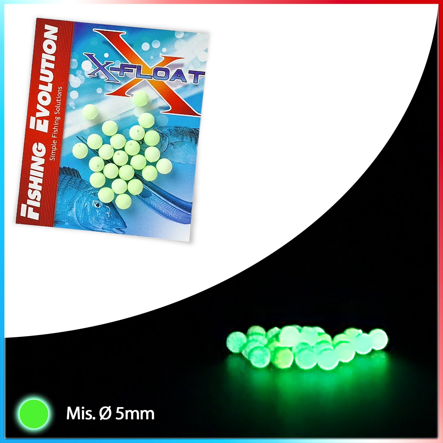 X-Float Micro Ball Fosforescente Scorrevole 5 mm. 25pz