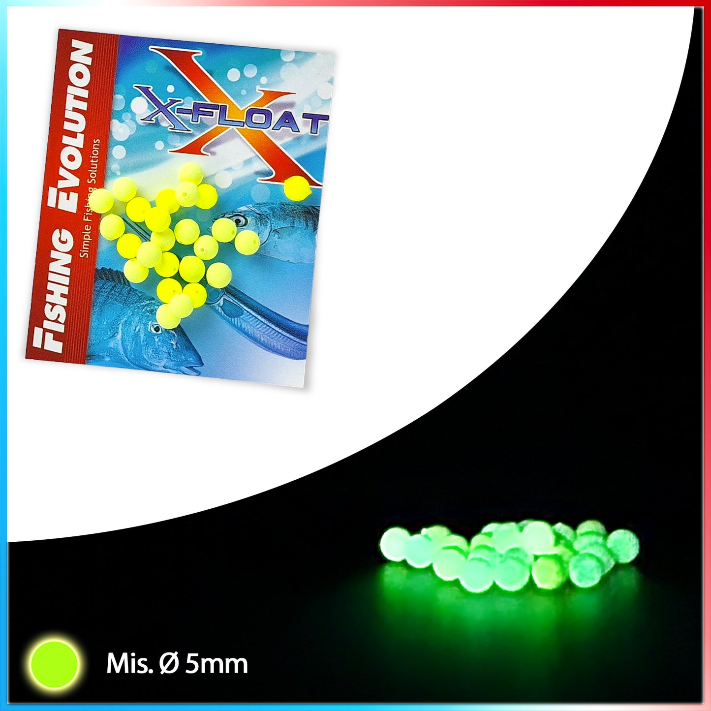 X-Float Micro Ball Fosforescente Scorrevole 5 mm. 25pz